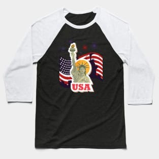 New York 4th of july Vintage Statue of Liberty Baseball T-Shirt